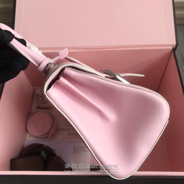 DELVAUX女包 2019春夏最新色 專櫃原廠皮 德爾沃女手提包 DV0020粉色銀扣 小號Delvaux單肩包  fcs1140